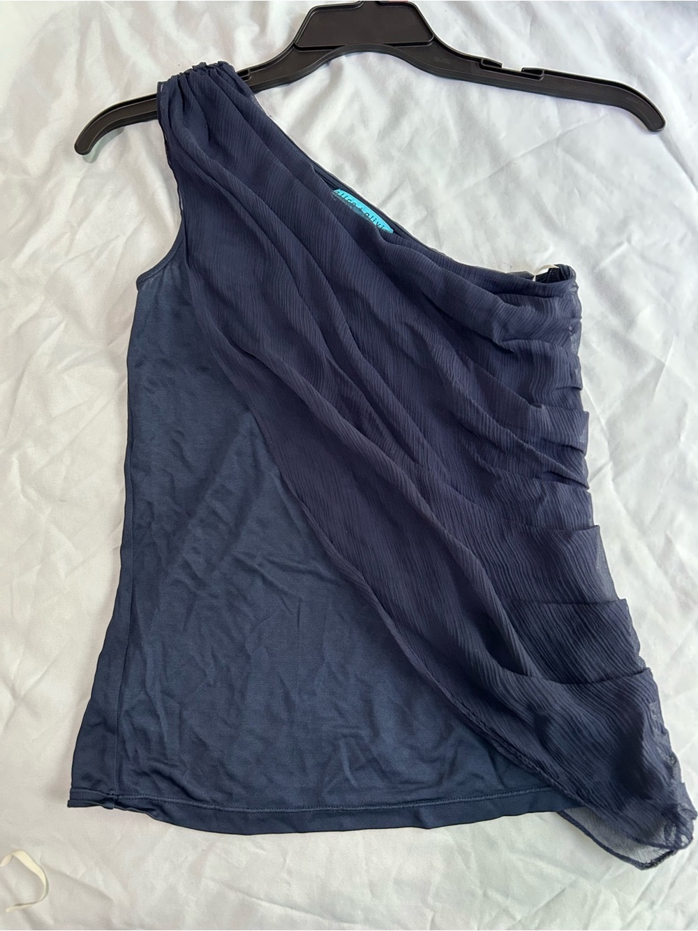 Alice + Olivia Navy Layered Silk Chiffon Top